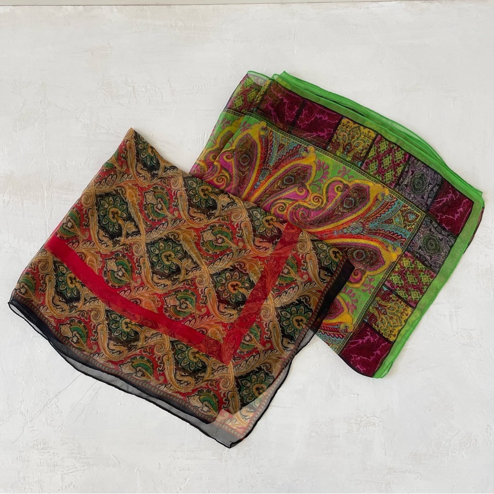 Etro Scarf Rectagular Bundle Lot Of 2 100% Silk